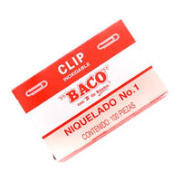 Clip Baco Niquelado 1 Paquete C/10 C/U - Cl006 FullOffice.com