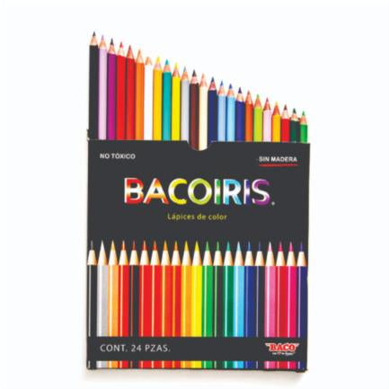 Colores Baco Bacoiris Redondos Colores Surtidos Caja C/24 Pzas - Lp003