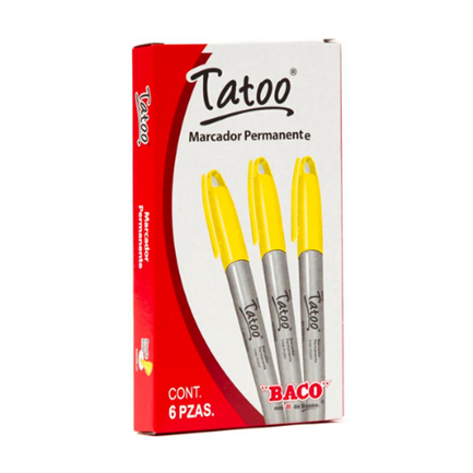 Marcador Perm Tatoo P/Fino Amarillo Caja C/6 - Mr162 FullOffice.com