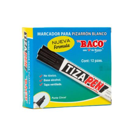 Marcador Baco Tizapen Barril Metálico Color Negro C/12 Pzas - Mr020 FullOffice.com