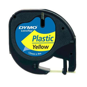 Cinta Etiquetadora Dymo Letratag Negro Sobre Amarillo Plasti - 91332 FullOffice.com