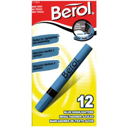 Resaltador Berol Azul C/12 - 11201212134 FullOffice.com
