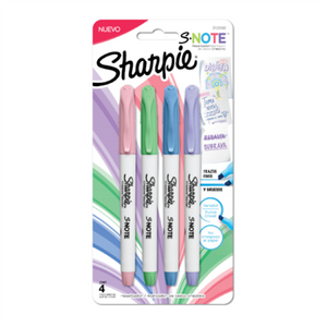 Marcador Sharpie Snote Resaltador Blister Colores Pastel Surtidos C/4 Pzas - 2133102 FullOffice.com