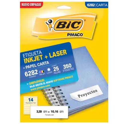 Etiquetas Bic Carta Inkjet Laser 50.8 X 101.6 Blanca Pq C/10 - 6083 FullOffice.com