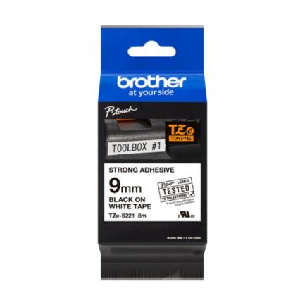 Cinta Brother Tzes221 Laminada Súper Adhesiva Texto Negro Sobre Fondo Blanco 9Mm - Tzes221 FullOffice.com