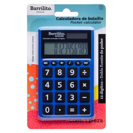 Calculadora Barrilito Bolsillo 12 Digitos Doble Fuente Poder - 8046Cbb FullOffice.com