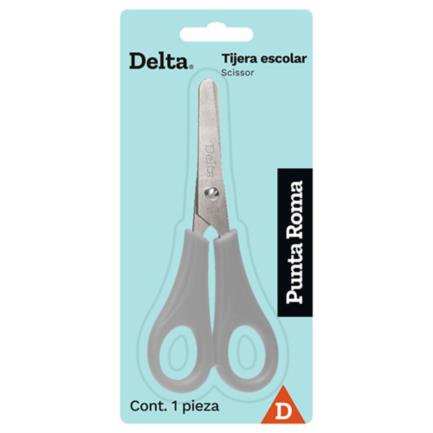 Tijera Barrilito Delta Escolar Acero Inoxidable Punta Roma - D10