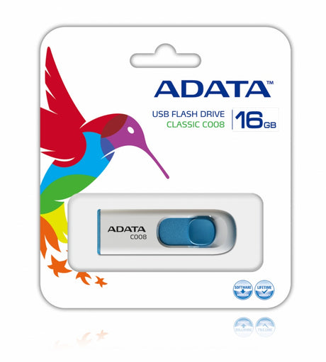 Memoria Usb Adata C008 16 Gb Color Blanco-Azul - Ac008-16G-Rwe FullOffice.com