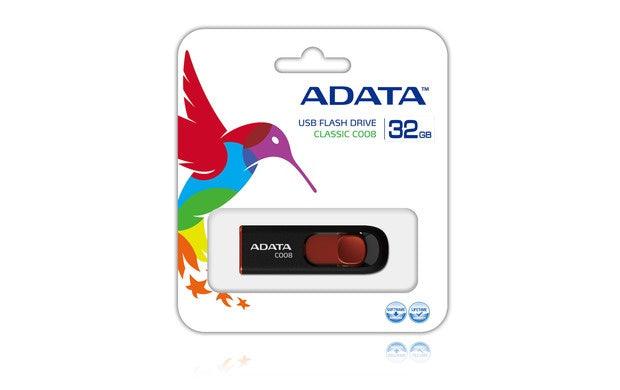 Memoria Usb Adata C008 32 Gb Color Negro-Rojo - Ac008-32G-Rkd FullOffice.com