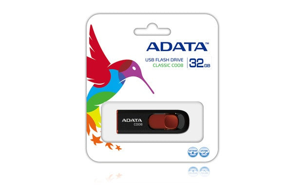 Memoria Flash Adata C008 32Gb Usb 2.0 Negro/Rojo FullOffice.com