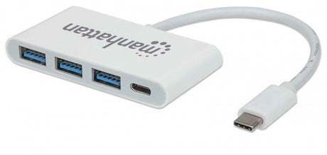 Hub Manhattan 3 Puertos Usb 3.2 Gen1 Con Power Delivery Color Blanco - 163552 FullOffice.com