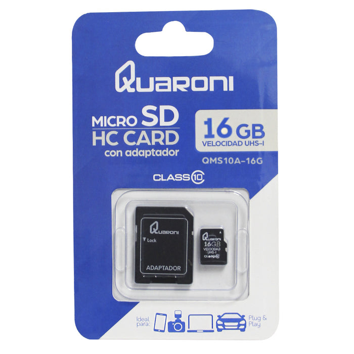 Memoria Quaroni Micro Sdhc 16Gb Clase 10 C/Adaptador