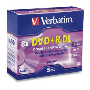 Dvd+R Verbatim Dl 8.5Gb 8X Caja C/5 Pzas - 95311 FullOffice.com