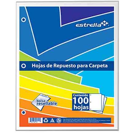 Hoja Repuesto Estrella Carta Blanco 100Hjs Paq C/20 - 0558 FullOffice.com