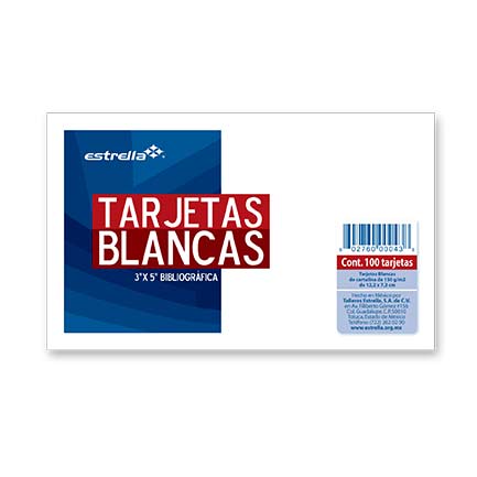 Tarjeta Estrella Bibliografica 3X5 Blanca C/100 - 43