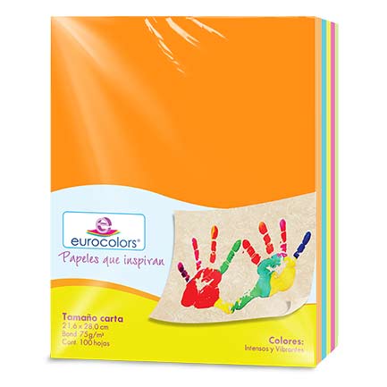 Papel Cortado Eurocolors Carta Arcoiris Vibrante C/100 - Ec0012 FullOffice.com