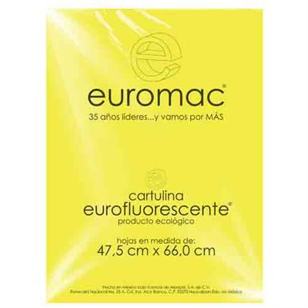 Cartulina Euromac Fluorescente Amarillo 47.5X66Cm C/10 - Ef0031 FullOffice.com