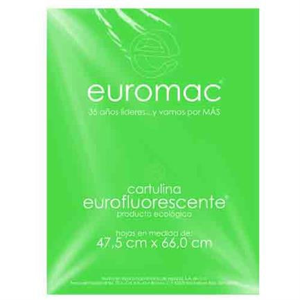 Cartulina Euromac Fluorescente Verde 47.5X66Cm C/10 - Ef0038