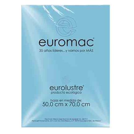 Papel Lustre Euromac Azul Pastel 50X70 24 Hojas - El0010 FullOffice.com