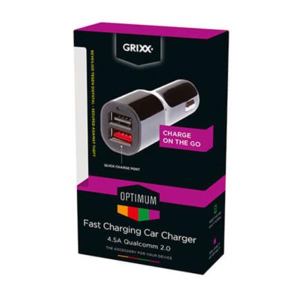 Cargador Auto Grixx Rapido 2X Usb 4.5A Qualcomm 2.0 - Grocfchdusb01 FullOffice.com