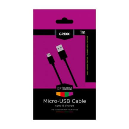 Cable Grixx Micro Usb Nylon 1 M Negro - Grosgcamusbfbk01 FullOffice.com