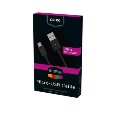 Cable Grixx Micro USB Nylon 1m Color Negro - GRIXX - CABLES - FullOffice.com