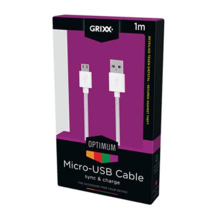 Cable Grixx Micro USB Nylon 3m Color Blanco - GRIXX - CABLES - FullOffice.com