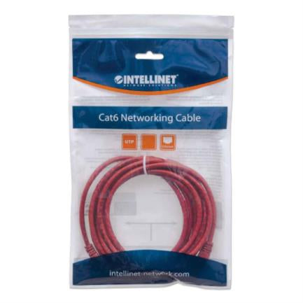 Cable Intellinet Red Cat6 UTP RJ45 M-M 1m Color Rojo - INTELLINET - CABLES - FullOffice.com