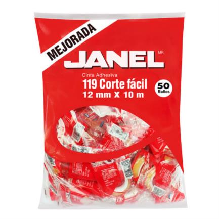 Cinta Adhesiva Janel 119 Corte Fácil 12X10Mm Bolsa C/50 - 1191210700 FullOffice.com