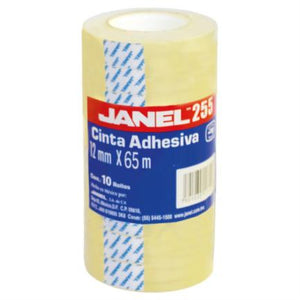 Cinta Adhesiva Janel Económica 255 Polipropileno 0.012X65M Torre C/10 Pzas - 255 12X65 Torre FullOffice.com