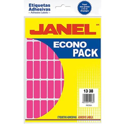 Etiquetas Adhesivas Janel Econopack Fluorescente 13X38Mm Color Rosa Sobre C/400 - E061338220 FullOffice.com