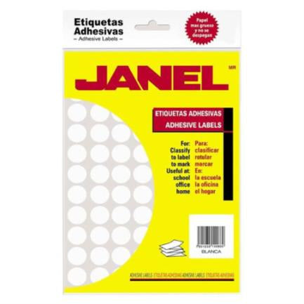 Etiquetas Adhesivas Janel Clásicas No. 9 00X13Mm Color Blanco C/2520 - 1000013100 FullOffice.com