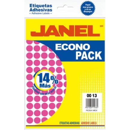 Etiquetas Adhesivas Janel Econopack Fluorescente 00X13Mm Color Rosa Sobre C/1120 - E060013220 FullOffice.com