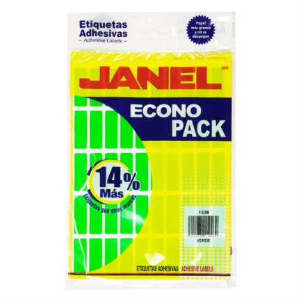 Etiquetas Adhesivas Janel Econopack Fluorescente 13X38Mm Color Verde Sobre C/400 - E061338213 FullOffice.com
