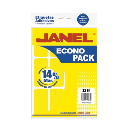 Etiquetas Adhesivas Janel Econopack Fluorescente 32X64Mm Color Amarillo Sobre C/96 - E063264204 FullOffice.com