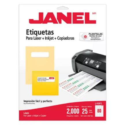 Etiquetas Adhesivas Janel Láser J-5267 1.3X4.5Cm C/8000 - 1095267101 FullOffice.com
