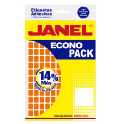 Etiquetas Adhesivas Janel Econopack No 4 Naranja 8Mm X 20Mm C/1008 Etiquetas Por Sobre - E060820216 FullOffice.com