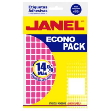 Etiquetas Adhesivas Janel Econopack No 4 Rosa 8Mm X 20Mm C/1008 Etiquetas Por Sobre - E060820220 FullOffice.com