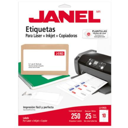 Etiquetas Adhesivas Janel Láser J-5163 51X102Mm C/1000 - 1095163101 FullOffice.com