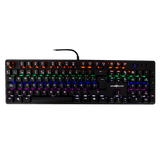 Teclado Mecánico Game Factor Kbg400-Bl Rainbow Switch Azul Usb Color Negro - Kbg400-Bl