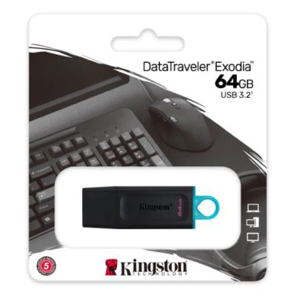 Memoria Usb Kingston Datatraveler Exodia 64Gb 3.2 Color Negro - Dtx/64Gb FullOffice.com