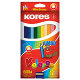 Colores Triangulares Kores Jumbo 5Mm Estuche C/12 - 935120 FullOffice.com