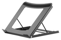 Manhattan Soporte para portátil y tablet ajustable (5 posiciones), apto para tablets y portátiles hasta 15,6", portátil y ligero, acero, negro Laptop Soporte para ordenador portátil Negro Acero 25,4 cm (10")