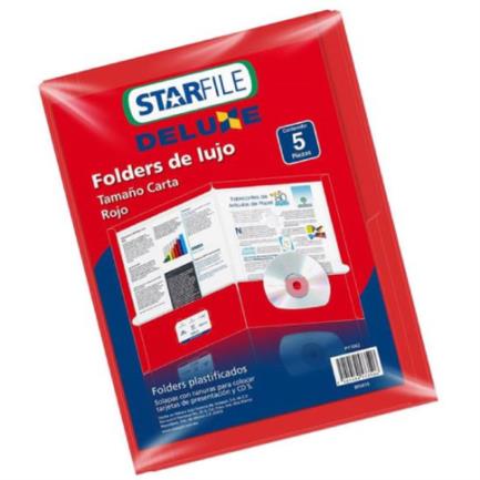 Folder Mapasa Deluxe Carta 24X30 Color Rojo C/5 Pzas - Py1062 FullOffice.com