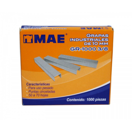 Grapas Mae Uso Pesado 3/8 Engrapa 50 A 70 Hojas Caja C/1000 Pzas - Gr-1000 #3/8 FullOffice.com