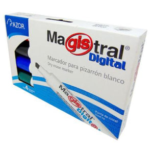 Marcador Magistral Digital Pizarrón Blanco Colores Surtidos Estuche C/4 Pzas - 8384 FullOffice.com