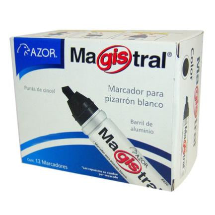 Marcador Magistral Aluminio Pizarrón Blanco Color Negro C/12 Pzas - 830-12Ne FullOffice.com