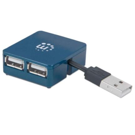 Micro Hub Manhattan Usb 2.0 Alta Velocidad 4 Puertos Color Azul - 160605 FullOffice.com