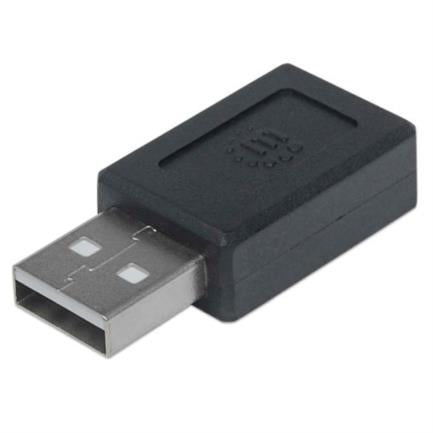 Adaptador Manhattan USB C-A 2.0 Color Negro - MANHATTAN - ADAPTADORES - FullOffice.com