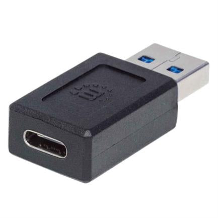 Adaptador Manhattan USB-A a USB-C Súper Velocidad Color Negro - MANHATTAN - ADAPTADORES - FullOffice.com
